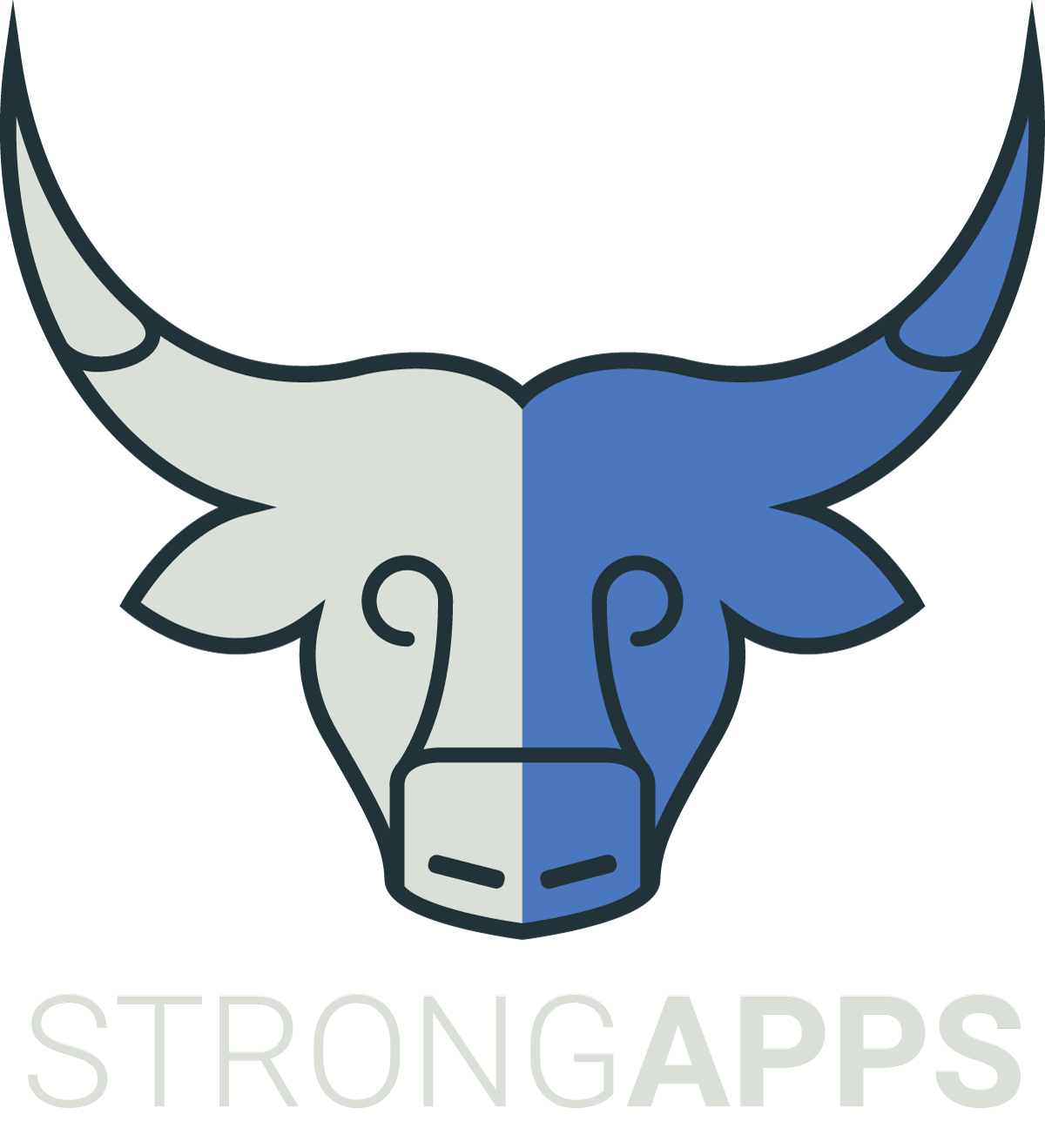 Strong Apps LLC logo with bull mascot